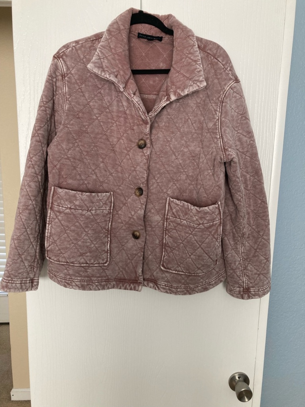 Jane and Delancey Quilted Velvet Jacket in Dusty Rose